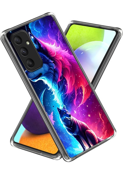 Samsung Galaxy A55 5g Kılıf Desenli Baskı Tasarımı Tpu Esnek Telefon Kapağı-Yıldızlı Kurt (Yurt Dışından)