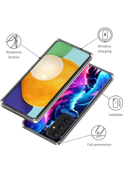 Samsung Galaxy A55 5g Kılıf Desenli Baskı Tasarımı Tpu Esnek Telefon Kapağı-Yıldızlı Kurt (Yurt Dışından) modelleri