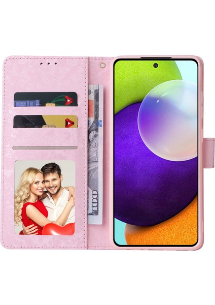 Samsung Galaxy A52 4g/5g Kılıf Için Rfıd Engelleme-Çiçekli Çiçekli Pu Deri Telefon Kılıfı (Yurt Dışından)