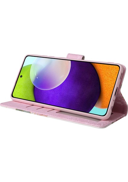 Samsung Galaxy A52 4g/5g Kılıf Için Rfıd Engelleme-Çiçekli Çiçekli Pu Deri Telefon Kılıfı (Yurt Dışından)