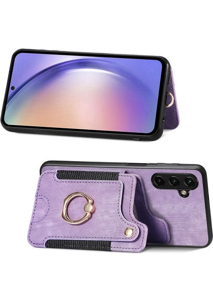 Samsung Galaxy A54 5g Kılıf Için Rfıd Engelleme Kart Yuvaları Halkalı Telefon Kapağı Kickstand-Mor (Yurt Dışından) fiyatları