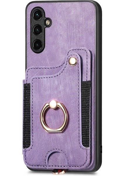 Samsung Galaxy A54 5g Kılıf Için Rfıd Engelleme Kart Yuvaları Halkalı Telefon Kapağı Kickstand-Mor (Yurt Dışından) modelleri
