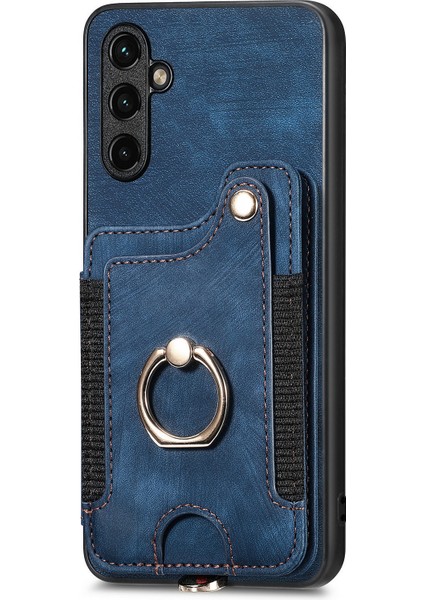 Samsung Galaxy A54 5g Kılıf Için Rfıd Engelleme Kart Yuvaları Halkalı Telefon Kapağı Kickstand-Mavi (Yurt Dışından)