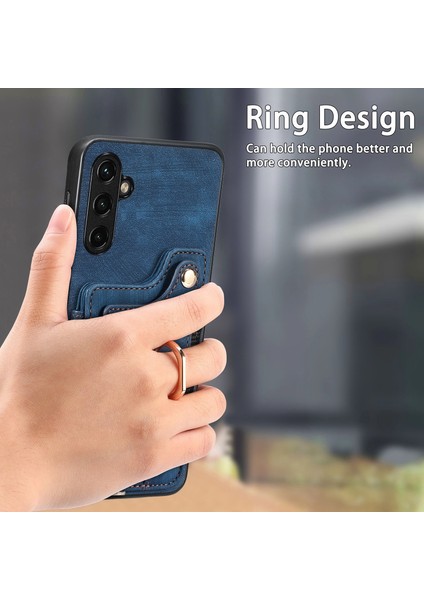Samsung Galaxy A54 5g Kılıf Için Rfıd Engelleme Kart Yuvaları Halkalı Telefon Kapağı Kickstand-Mavi (Yurt Dışından)