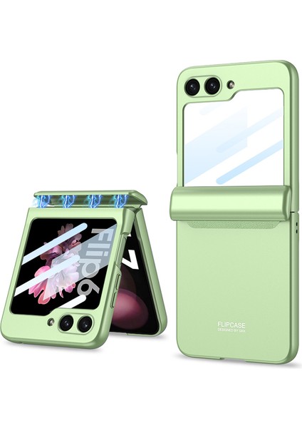 Samsung Galaxy Z Flip6 5g Kılıf Manyetik Menteşe Pc Telefon Kapağı Küçük Ekran Filmi-Matcha Yeşili Için (Yurt Dışından)