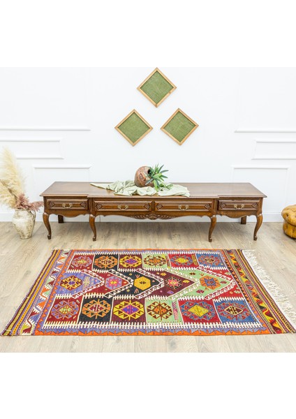 Pakdest Renkli El Dokuma Kavak Kilim 118x186 Cm