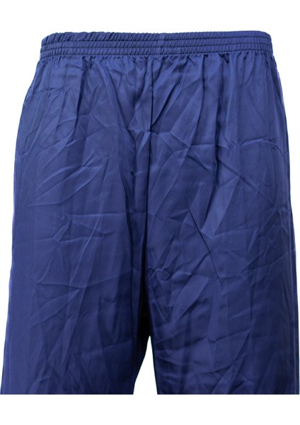 Erkek Saten Kumaş Pijama Pantolon Düz Renk Beli Lastikli Cepsiz Geniş Paça Rahat Kesim