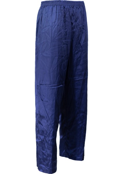 Erkek Saten Kumaş Pijama Pantolon Düz Renk Beli Lastikli Cepsiz Geniş Paça Rahat Kesim