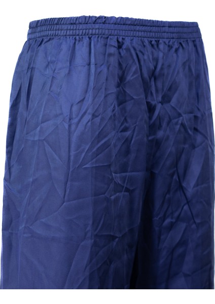 Erkek Saten Kumaş Pijama Pantolon Düz Renk Beli Lastikli Cepsiz Geniş Paça Rahat Kesim