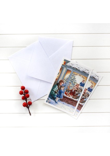 10lu yılbaşı kartpostal-zarf seti, oyuncakçı dükkanı fiyatları