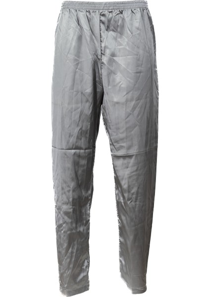 Erkek Saten Kumaş Pijama Pantolon Düz Renk Beli Lastikli Cepsiz Geniş Paça Rahat Kesim