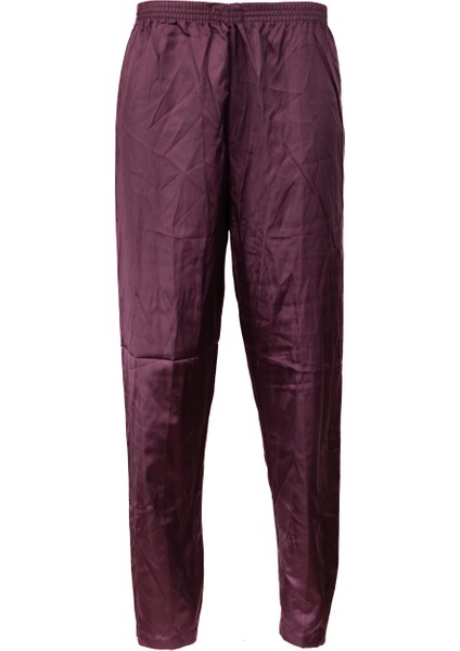 Erkek Saten Kumaş Pijama Pantolon Düz Renk Beli Lastikli Cepsiz Geniş Paça Rahat Kesim