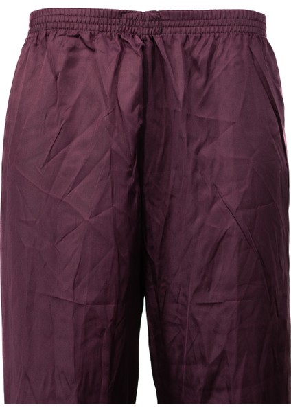 Erkek Saten Kumaş Pijama Pantolon Düz Renk Beli Lastikli Cepsiz Geniş Paça Rahat Kesim