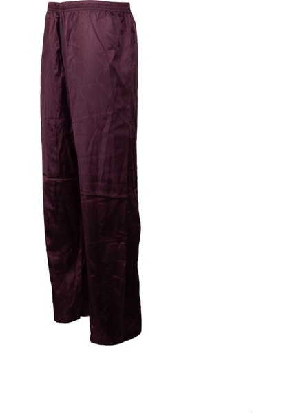 Erkek Saten Kumaş Pijama Pantolon Düz Renk Beli Lastikli Cepsiz Geniş Paça Rahat Kesim