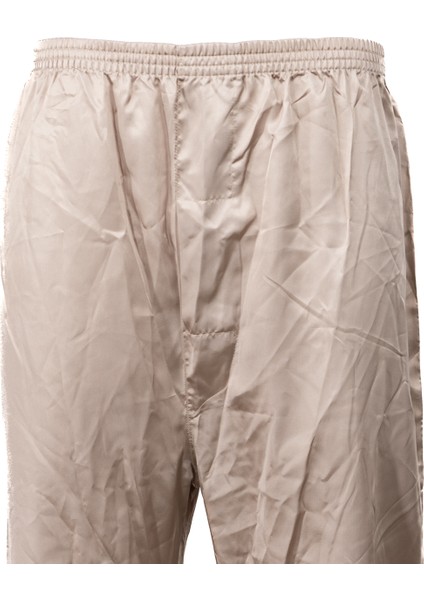Erkek Saten Kumaş Pijama Pantolon Düz Renk Beli Lastikli Cepsiz Geniş Paça Rahat Kesim