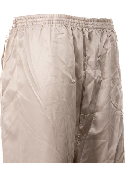 Erkek Saten Kumaş Pijama Pantolon Düz Renk Beli Lastikli Cepsiz Geniş Paça Rahat Kesim
