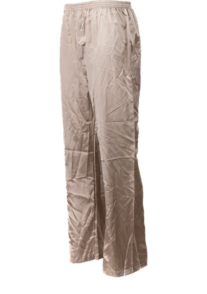 Erkek Saten Kumaş Pijama Pantolon Düz Renk Beli Lastikli Cepsiz Geniş Paça Rahat Kesim