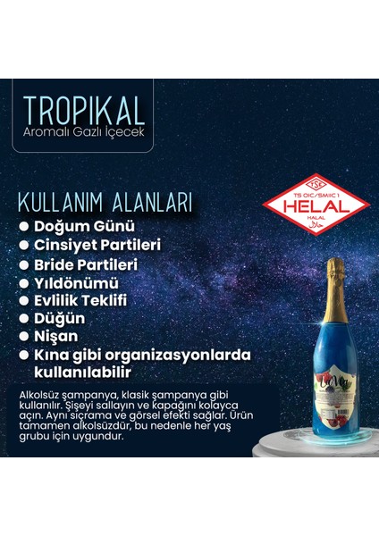 Alkolsüz Simli Şampanya Tropikal Aromalı