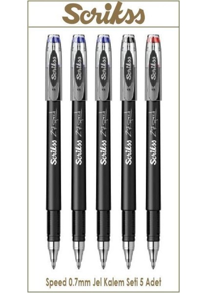 Speed Gel Tükenmez Kalem 0.7 mm 3 Mavi 1 Siyah 1 Kırmızı