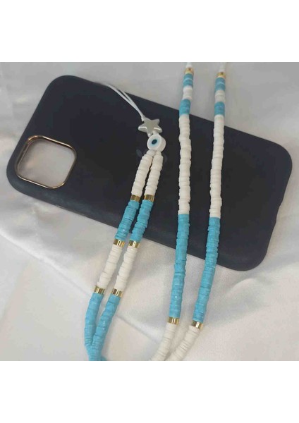 Mavi Beyaz Fimo Tasarım Telefon Charm fiyatları