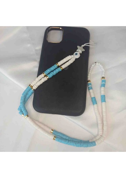 Mavi Beyaz Fimo Tasarım Telefon Charm fırsatları