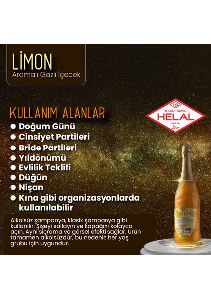 Alkolsüz Simli Şampanya Limon Aromalı 12X750 ml