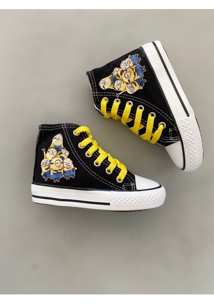 Star You Store Minions Baskılı Siyah Uzun Keten Günlük Spor Ayakkabı Sneaker fiyatları