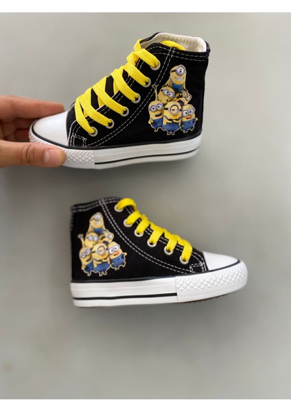 Star You Store Minions Baskılı Siyah Uzun Keten Günlük Spor Ayakkabı Sneaker modelleri