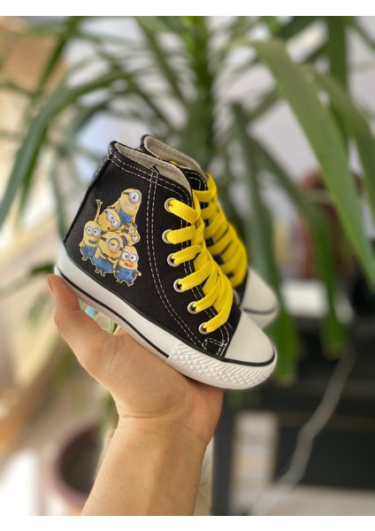Star You Store Minions Baskılı Siyah Uzun Keten Günlük Spor Ayakkabı Sneaker fırsatları