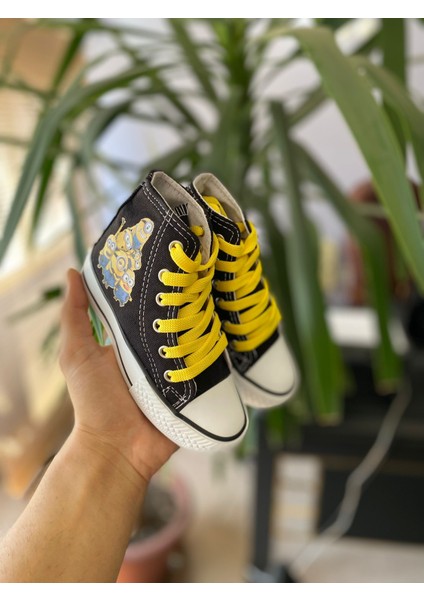 Star You Store Minions Baskılı Siyah Uzun Keten Günlük Spor Ayakkabı Sneaker indirimleri