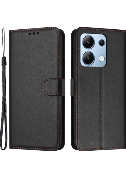 Xiaomi Redmi Note 13 4g Deri Kılıf Cüzdan Telefon Kılıfı Standlı-Siyah (Yurt Dışından)
