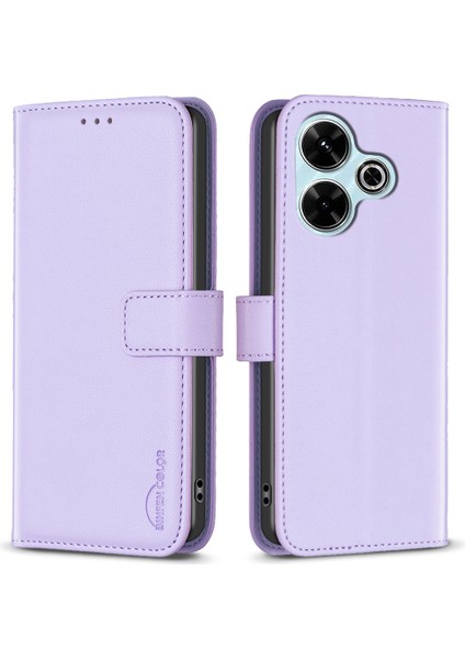 Bınfen Renk Xiaomi Redmi 13 5g/13 4g Kılıf Cüzdan Standı Deri Telefon Kapağı-Mor (Yurt Dışından)