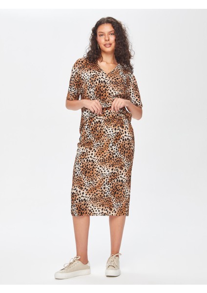 Kendinden Piliseli Leopar Desen Etek 69292