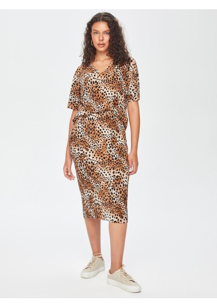 Kendinden Piliseli Leopar Desen Etek 69292