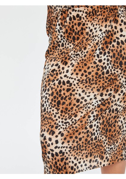 Kendinden Piliseli Leopar Desen Etek 69292