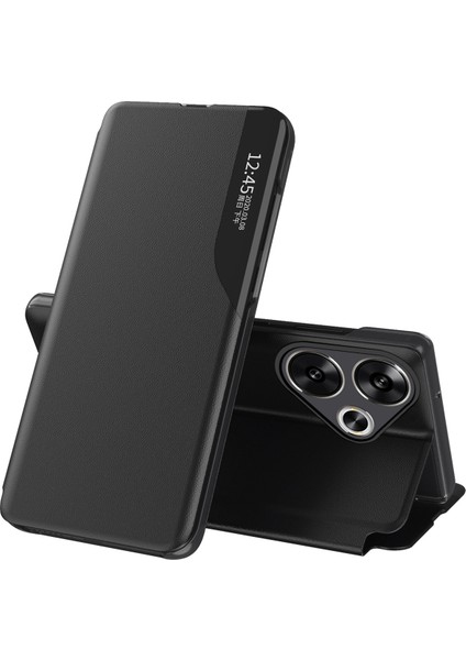 Xiaomi Poco F6 5g Kılıf Standı Görünüm Pencereli Deri Telefon Kılıfı-Siyah (Yurt Dışından)