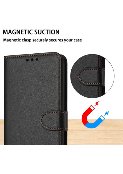 Xiaomi Redmi Note 13 4g Deri Kılıf Cüzdan Telefon Kılıfı Standlı-Siyah (Yurt Dışından)