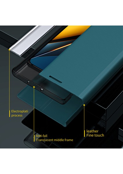Xiaomi Poco F6 Pro 5g Standlı Kılıf Çizilmez Deri Telefon Kapağı-Yeşil (Yurt Dışından) fiyatları