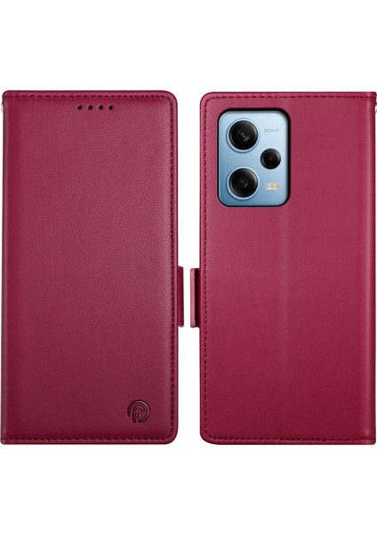 Xiaomi Redmi Note 12 Pro 5g Kılıf Telefon Deri Kapak-Şarap Kırmızısı (Yurt Dışından)