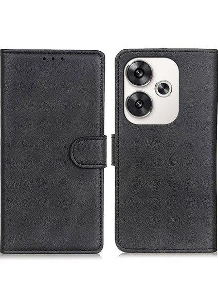 Xiaomi Poco F6 5g Cüzdan Kılıf Sığır Derisi Doku Anti-Drop Deri Telefon Kapağı-Siyah (Yurt Dışından)