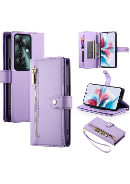 Oppo Oppo 11F Kickstand Cüzdan Bölmesi Bilek Kayışı Kartı Için Flip Case (Yurt Dışından)