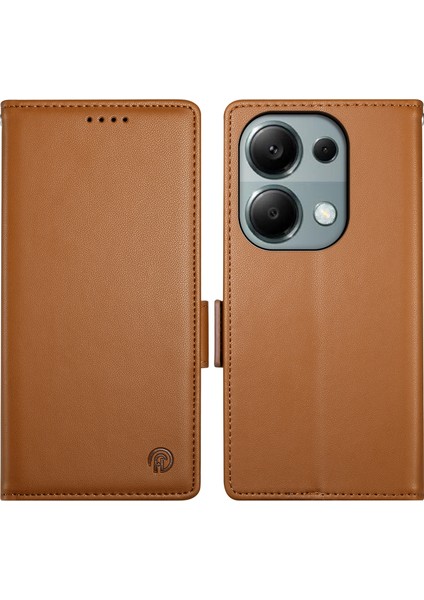 Xiaomi Redmi Note 13 Pro 4g Kılıf Folio Standı Deri Telefon Kapağı-Kahverengi (Yurt Dışından)