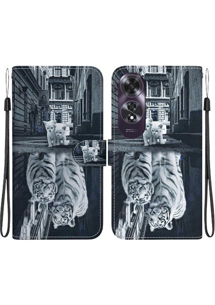 Oppo A60 4g Pu Deri Cüzdan Için Kılıf Kelebek Çiçek Boyalı Manyetik (Yurt Dışından)