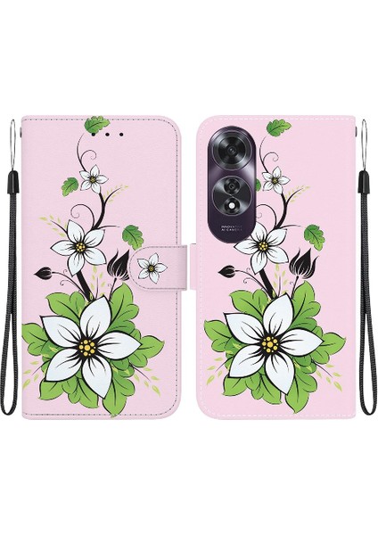 Oppo A60 4g Pu Deri Cüzdan Için Kılıf Kelebek Çiçek Boyalı Manyetik (Yurt Dışından)
