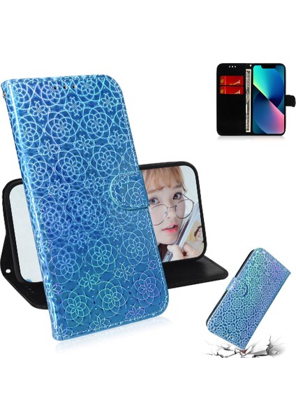 IPhone 15 Artı Glitter Renkli Premium Pu Deri Cüzdan Kılıf (Yurt Dışından)