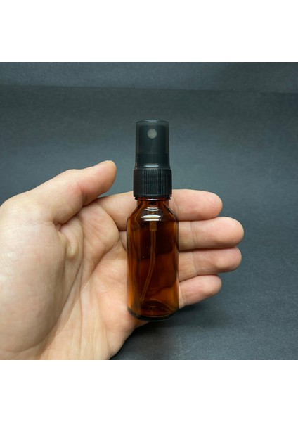 20 ml Amber Cam Şişe Siyah Spreyli , 20CC Kahverengi Spreyli Boş Şişe x 6 Adet