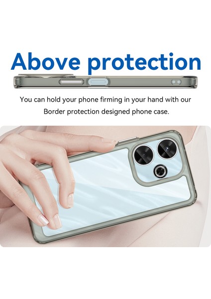 Xiaomi Redmi 13 5g/13 4g Kılıf Tpu+Akrilik Düşmeyi Önleyici Telefon Kapağı-Şeffaf Gri (Yurt Dışından) modelleri