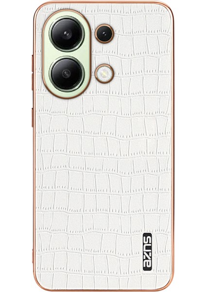 Azns Xiaomi Redmi Note 13 4g Kılıf Galvanik Timsah Doku Pu+Tpu Arka Telefon Kapağı-Beyaz (Yurt Dışından)