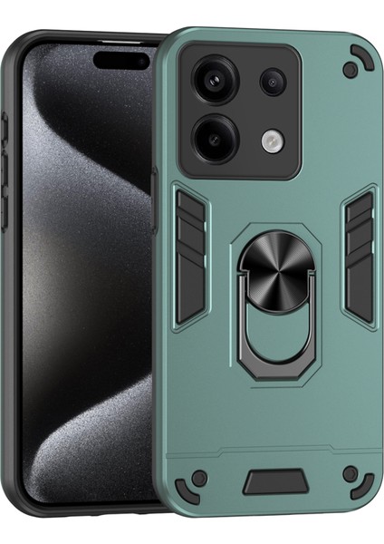 Xiaomi Redmi Note 13 5g Kılıf Kickstand Sert Pc Yumuşak Tpu Telefon Kapağı-Yeşil (Yurt Dışından)