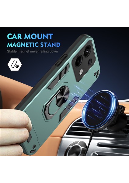 Xiaomi Redmi Note 13 5g Kılıf Kickstand Sert Pc Yumuşak Tpu Telefon Kapağı-Yeşil (Yurt Dışından)